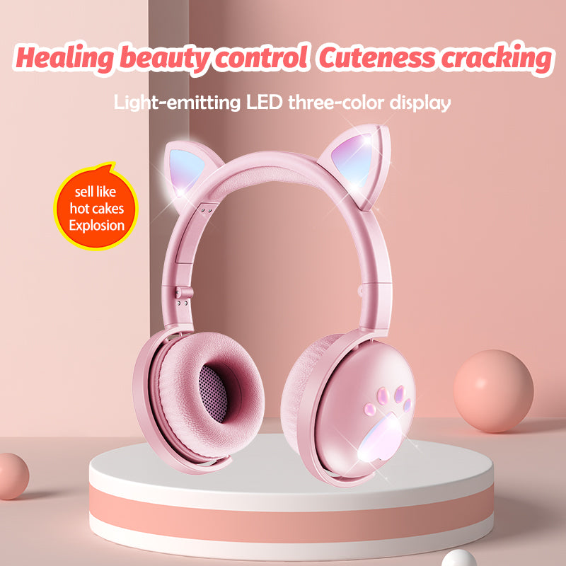 BK9 Cat Ear Shaped Gaming Headphone Wireless Bluetooth Mic HiFi 7.1 Earphone LED Light Over-Ear Headset BK9 Cat Ear Shaped Gaming Headphone Wireless Bluetooth Mic HiFi 7.1 Earphone LED Light Over-Ear Headset